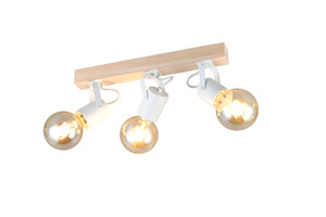 Réglette 3 Spots LYNAR Blanc Mat et Bois E27 - R86663031