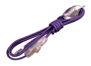 Cordon textile violet avec interrupteur et fiche