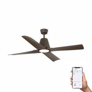 Ventilateur de Plafond TYPHOON marron – Lumineux et connecté