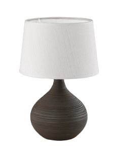 Lampe MARTIN pied marron et Abat jour beige