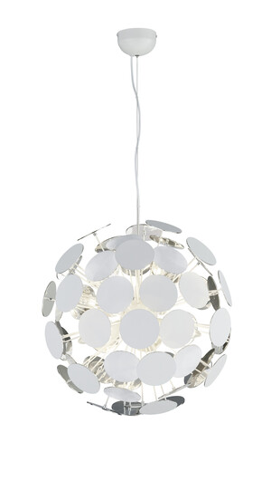 DISCALGO – Suspension/Pendule 6×E14 blanc mat & argent réf. 309900631