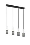 Suspension blanche et noire à 4 spots grillagés TOSH Métal Blanc et noir 4*10W max