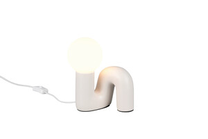 Lampe de Table QUINN Céramique Gris Chaud Design Sculptural - R56821076