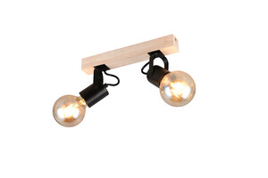 Réglette 2 Spots LYNAR Noir Mat et Bois E27 - R86662032