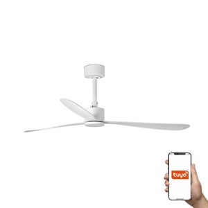 AMELIA ventilateur plafond design blanc – connecté TUYA, télécommande, 6 vitesses, pour pièces 17–28 m²