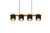Lustre CAMERON bois, noir et or avec 4 abat-jour de TrioLighting