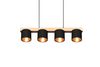 Lustre CAMERON bois, noir et or avec 4 abat-jour de TrioLighting