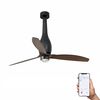 ETERFAN M – Ventilateur plafond connecté WiZ noir mat avec LED 16W et pales imitation noyer