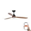 Ventilateur de plafond design POROS, pales bois, lumière chaude, app Tuya &télécommande