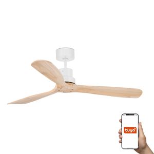 Ventilateur plafond LANTAU bois clair– Moteur DC silencieux – 6 vitesses – Télécommande – Smart Tuya – Été/hive