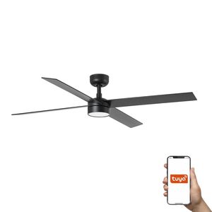 Ventilateur de plafond RUDDER L noir/bois Led connecté Tuya+télécommande