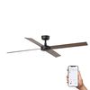 Ventilateur de plafond RUDDER L noir/bois connecté WIZ + télécommande