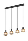 TARIFA – Suspension 4×E27 métal noir mat verre chromé fumé réf. 362800432