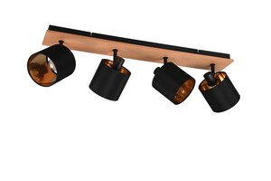 Barre 4 Spots Trio TOMMY Bois & Noir/Or - R81334030