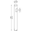 Potelet cylindrique extérieur 1L 600mm AGO anodisé noir