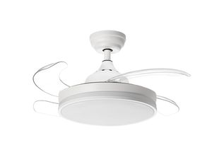 Ventilateur de plafond TURIN XS blanc avec 4 pales rétractables transparentes