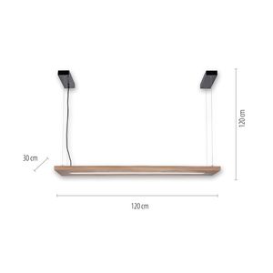 Lustre barre Led PALMA en bois natuel finition Noir et bois naturel avec télécommande