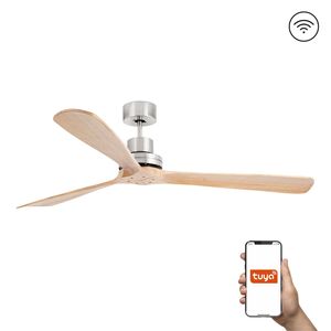 Ventilateur de plafond LANTAU XL nickel et pin connecté Tuya+télécommande