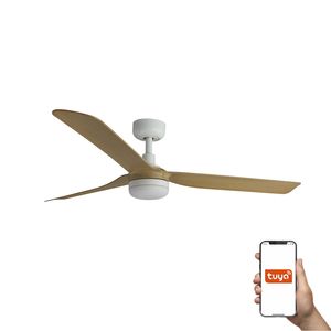 Ventilateur de Plafond PUNT Blanc/erable avec Éclairage LED et Contrôle Tuya Smart