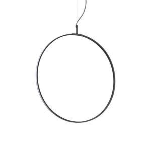 Lustre anneau suspendu CIRCUS avec profilé aluminium plat Led finition Noir mat 