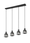 TARIFA – Suspension 4×E27 métal noir mat verre chromé fumé réf. 362800432