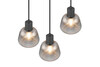 TARIFA – Suspension 3×E27 métal noir mat verre chromé fumé réf. 362830332