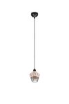 Suspension en métal noir et rotin naturel BORKA de Triolighting