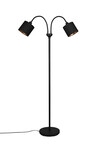 Lampadaire liseuse TOMMY 2 lumières Noir mat tissu Noir/Doré