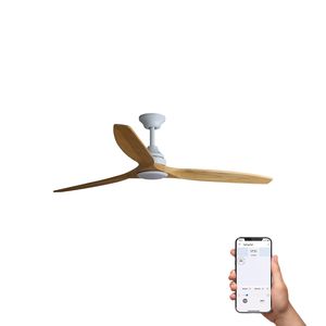 Ventilateur de plafond ALO L blanc/bois à Led connecté WIZ télécommande