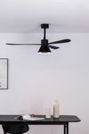 AMELIA CONE LED ventilateur plafond noir connecté WIZ et télécommande, 6 vitesses, pour pièces 17–28 m²