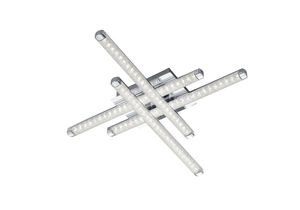 Plafonnier Led chrome à 4 tubes granités et givrés STREET