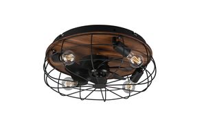 Ventilateur de plafond noir mat TRONDHEIM 3 pâles à télécommande